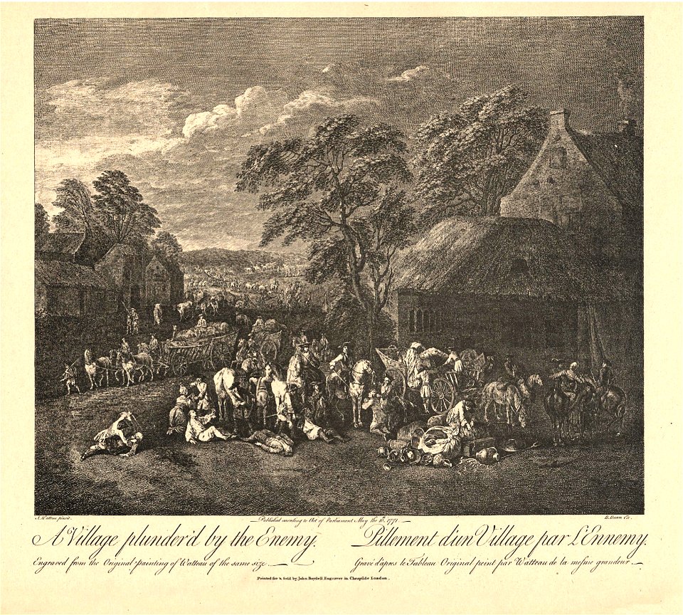 Bernard Baron after Watteau, A Village Plundered by the Enemy, 1748