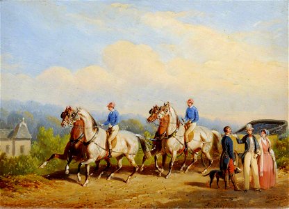 Bernard-Edouard Swebach (1800-1870) - A Couple Alighting from an Open Carriage and Pair - 207856 - National Trust