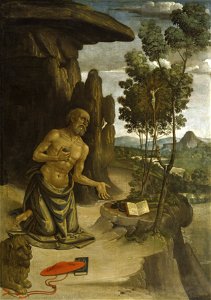 Bernardino Pinturicchio - Saint Jerome in the Wilderness - Walters 371089. Free illustration for personal and commercial use.