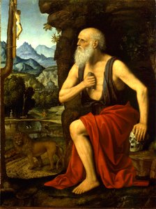 Bernardino Luini - Saint Jerome in Penitence - Google Art Project. Free illustration for personal and commercial use.