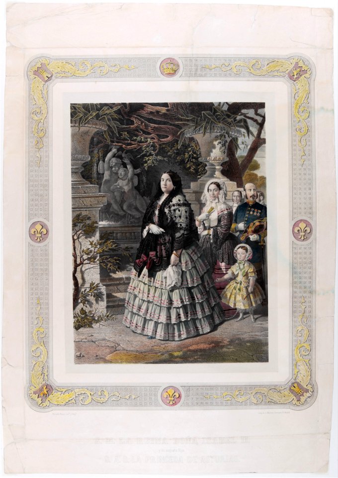 Bernardo Blanco y Pérez - HER MAJESTY THE QUEEN ISABEL II. and her august Daughter HER MOST SERENE HIGHNESS THE PRINCESS OF AS... - Google Art Project