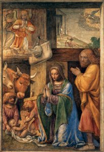 Bernardino Luini - Nativity and Annunciation to the Shepherds - WGA13754. Free illustration for personal and commercial use.