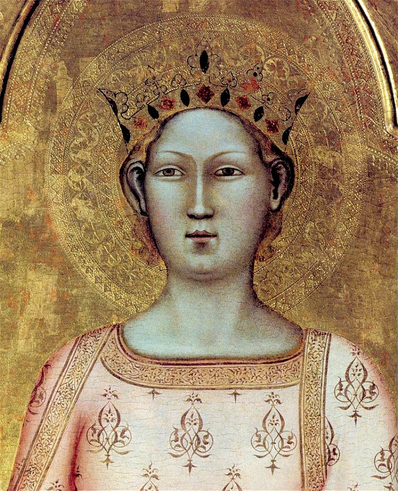 Bernardo Daddi - St Catherine of Alexandria with Donor and Christ Blessing (detail) - WGA05853
