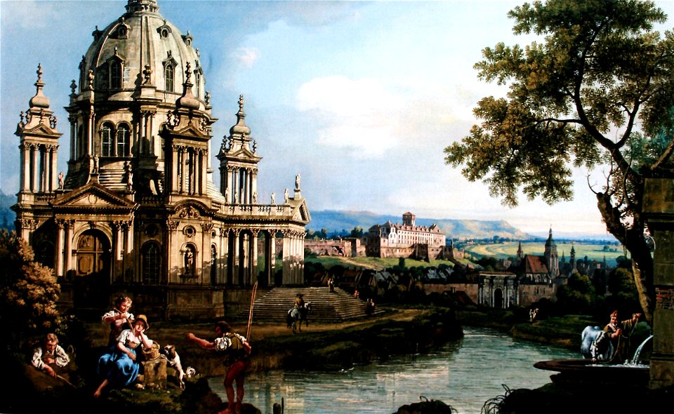 Bernardo Bellotto - Capriccio with fantasy church - private collection in Rome