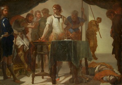 Bernardo Cavallino - Mucius Scaevola Confronting King Porsenna - Google Art Project
