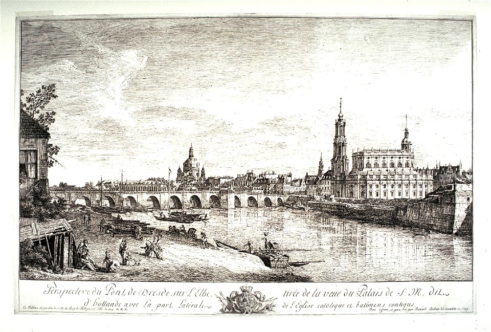 Bernardo Bellotto - Blick über die Elbbrücke auf Dresden