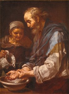 Bernardo Eberhart Keilhau - Gammel mand, der vasker hænder - KMS7393 - Statens Museum for Kunst