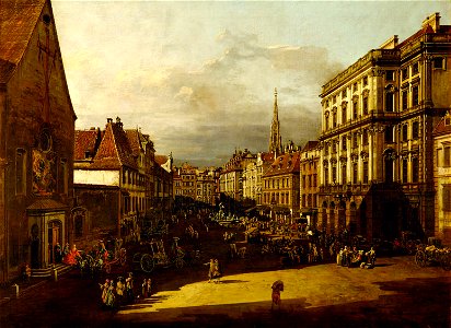 Bernardo Bellotto, gen. Canaletto, , Neue Burg, Sammlung alter Musikinstrumente - Der Mehlmarkt in Wien - GG 1668 - Kunsthistorisches Museum