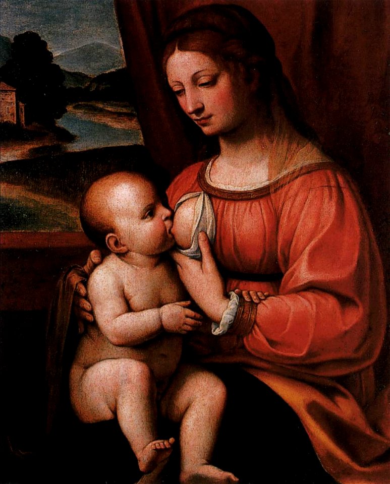 Bernardino Luini - Nursing Madonna - WGA13767. Free illustration for personal and commercial use.