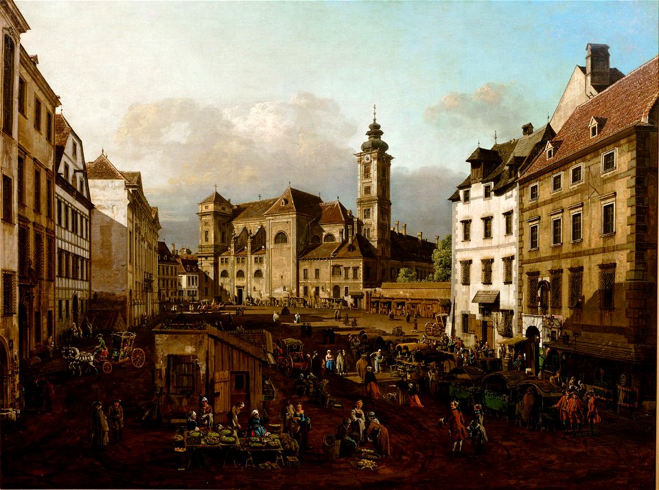 Bernardo Bellotto, gen. Canaletto, , Kunsthistorisches Museum Wien, Gemäldegalerie - Die Freyung in Wien, Ansicht von Südosten - GG 1654 - Kunsthistorisches Museum