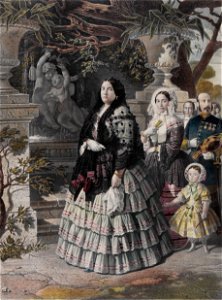 Bernardo Blanco y Pérez - HER MAJESTY THE QUEEN ISABEL II. and her august Daughter HER MOST SERENE HIGHNESS THE PRINCESS OF ASTURIAS - Google Art Project (cropped)