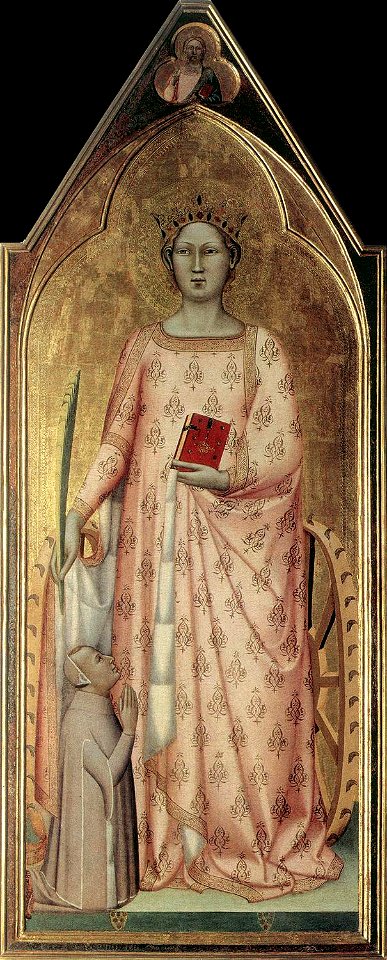 Bernardo Daddi - St Catherine of Alexandria with Donor and Christ Blessing - WGA05852