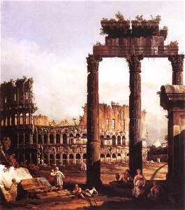 Bernardo Bellotto, il Canaletto - Capriccio with the Colosseum - WGA01814