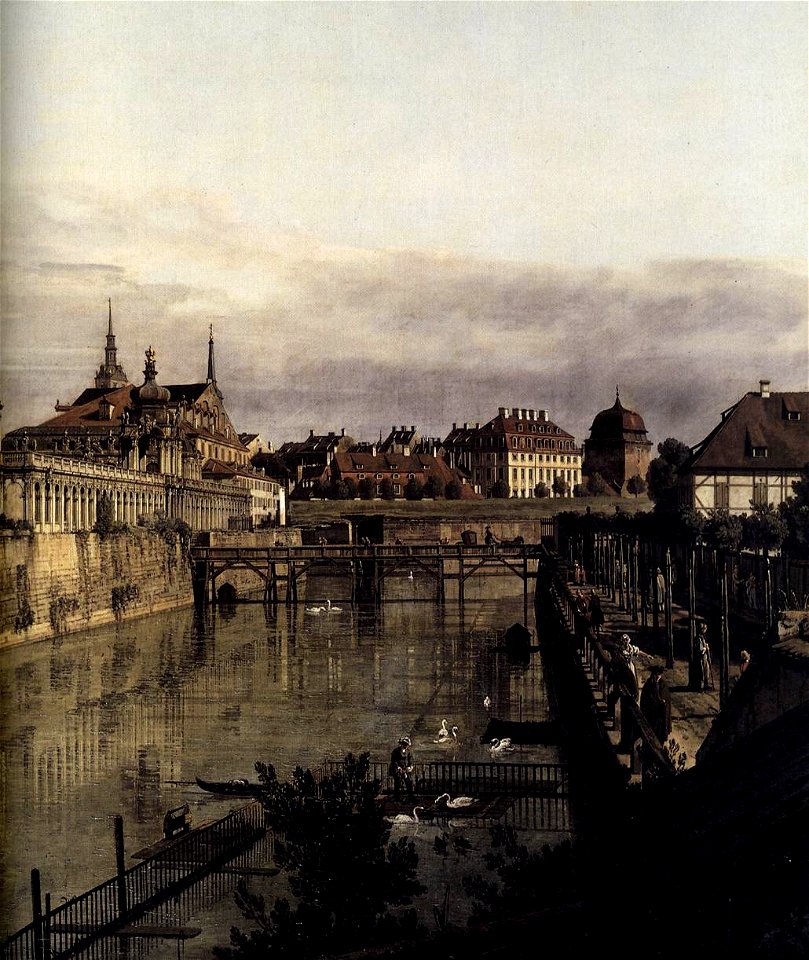 Bernardo Bellotto, il Canaletto - The Moat of the Zwinger in Dresden (detail) - WGA01829