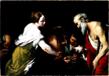 Bernardo Strozzi - An act of mercy, giving drink to the thirsty