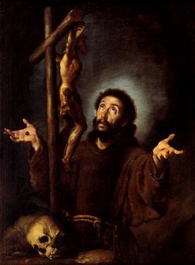 Bernardo Strozzi - St Francis of Assisi adoring the Crucifix - Google Art Project. Free illustration for personal and commercial use.