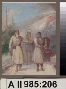 Berndt Abraham Godenhjelm - Väinämöinen and Joukahainen, sketch - A II 985-206 - Finnish National Gallery