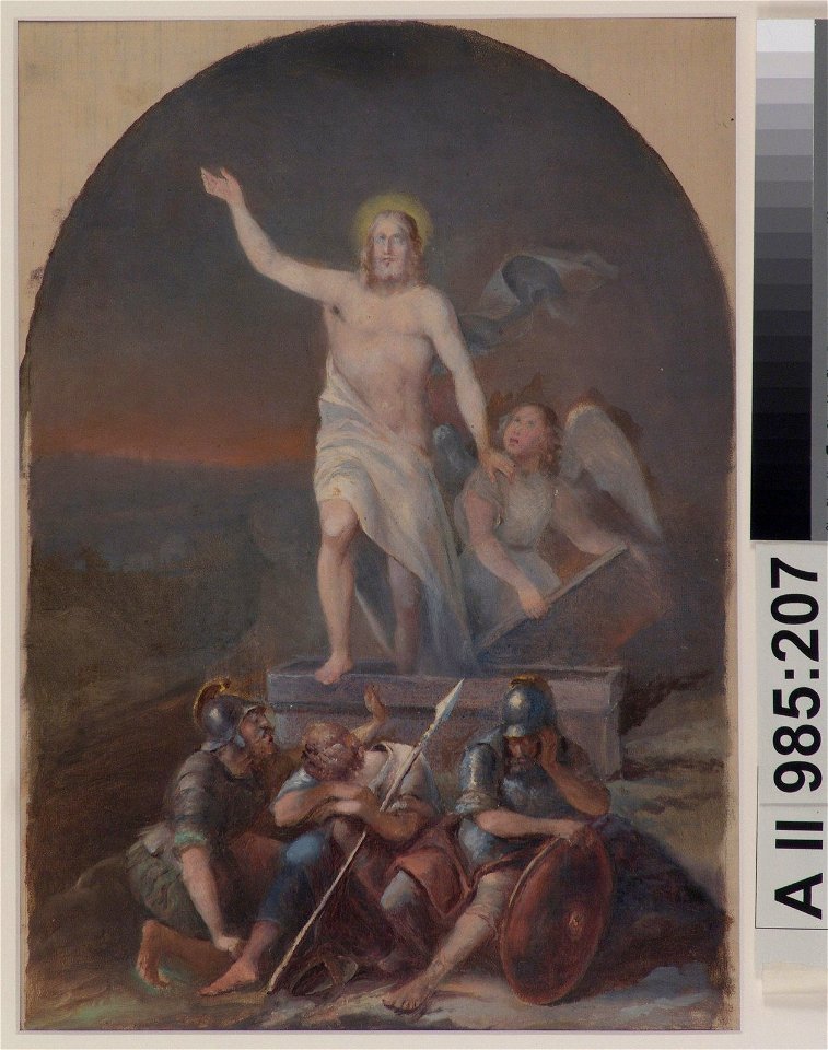 Berndt Abraham Godenhjelm - Kristuksen ylösnousemus, mahdollisesti Vihdin kirkon alttaritaulun luonnos , Kristus uppståndelse, troligtvis skiss för altartavlan i Vihtis kyrka - A II 985-207 - Finnish National Gallery