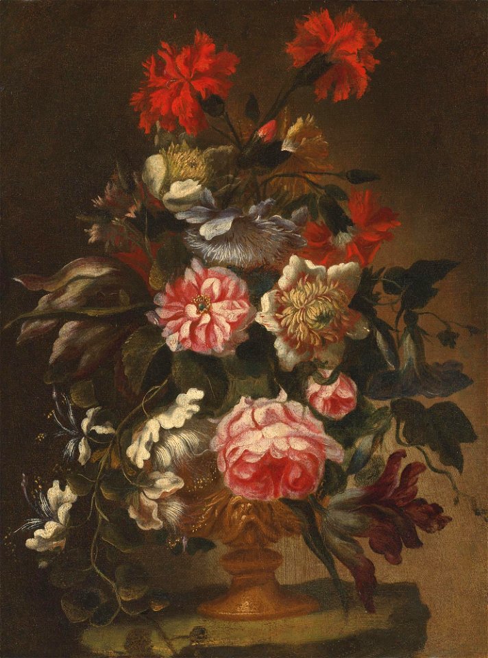 Flowers in Ornamental Vase on a Ledge by Laura Bernasconi 