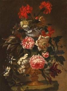Flowers in Ornamental Vase on a Ledge by Laura Bernasconi 