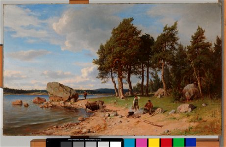 Berndt Lindholm - Kalastajia rannalla - A I 174 - Finnish National Gallery