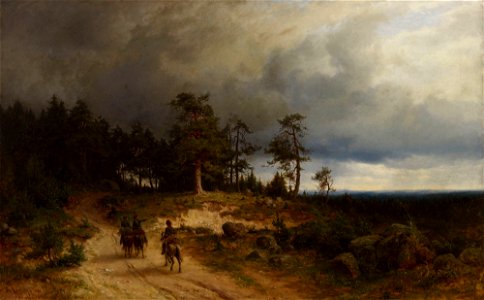 Berndt Lindholm - Landscape in Eastern Finland with Mounted Cossacks