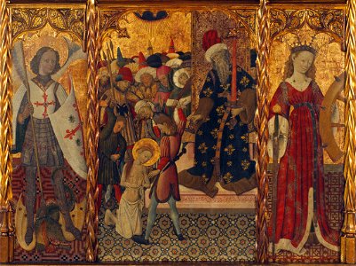 Bernat Martorell - Saint Michael, Martyrdom of Saint Eulalia and Saint Catherine - Google Art Project