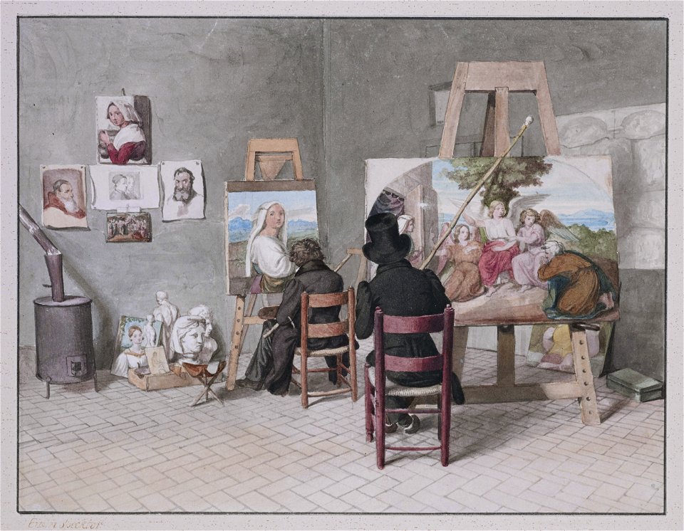 Bernhard Neher and Erwin Speckter in their studio in Rome, by Erwin Speckter