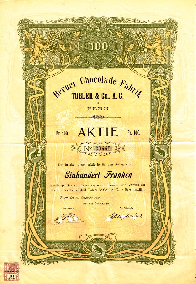 Berner Chocolade-Fabrik Tobler & Co 1905