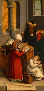 Bernhard Strigel und Werkstatt - Johannes der Evangelist wird im Schreiben unterrichtet - GG 900 - Kunsthistorisches Museum