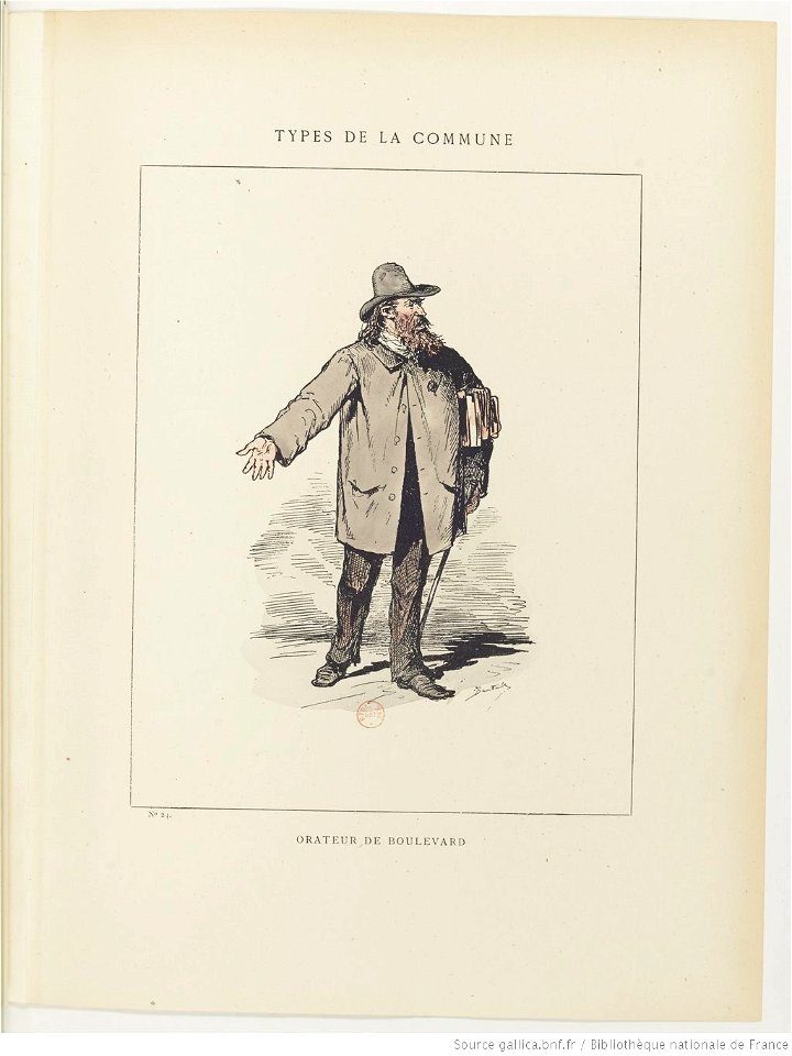 Bertall, Les Communeux, 1871. Types, caractères, costumes - 36. Orateur de boulevard