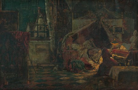 Bertalan Székely - Večerná scéna v byte - M 118 - Ernest Zmeták Art Gallery