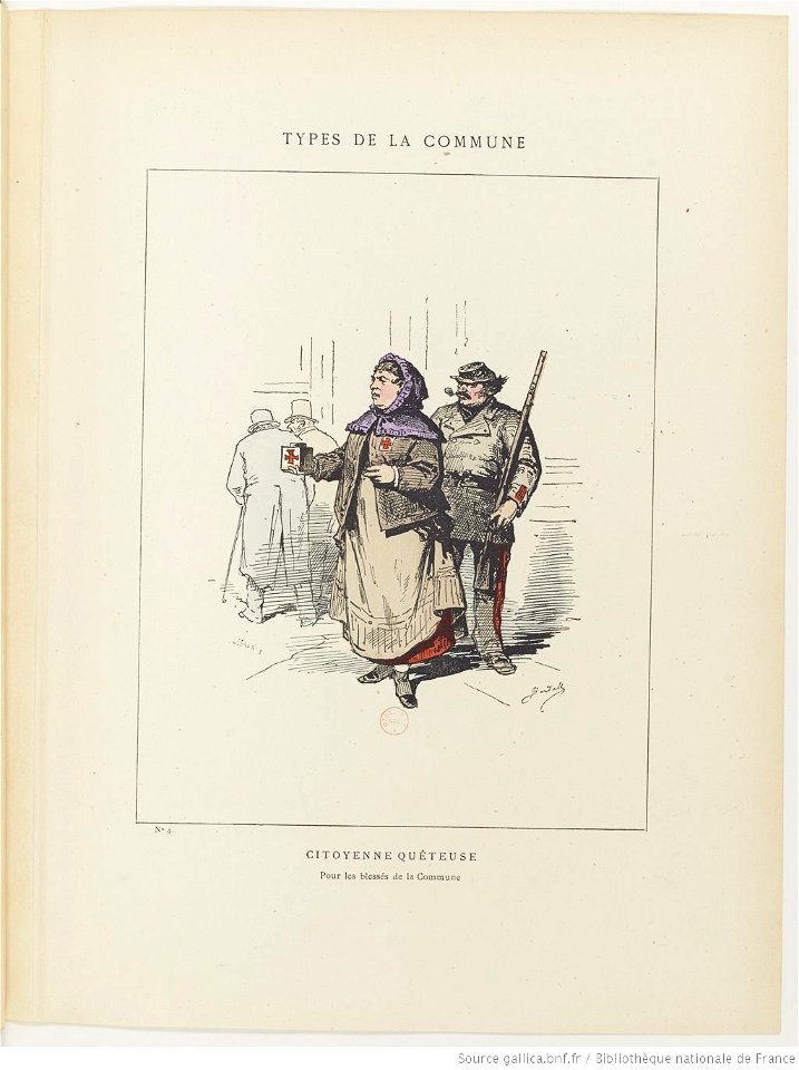 Bertall, Les Communeux, 1871. Types, caractères, costumes - 16. Citoyenne quêteuse