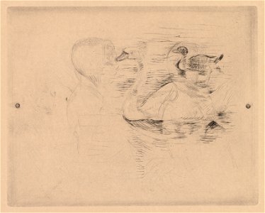 Berthe Morisot (French, 1841-1895) - Swan and Duck, with portraits of Julie (Cygne et canard, avec portraits de Julie, or Cygne et canard, essai) - 2016.254 - Cleveland Museum of Art