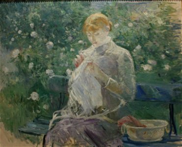 Berthe Morisot - Pasie cousant. Free illustration for personal and commercial use.