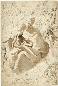 Bertoia (Jacopo Zanguidi), Seated Madonna and Child and Various Studies, ca. 1570-71