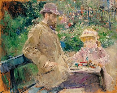 Berthe Morisot - Eugène Manet et sa fille dans le jardin de Bougival - Musée Marmottan-Monet