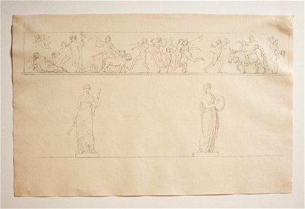 Bertel Thorvaldsen - Bacchantal Procession with Bacchus and Ariadne. Two Statues of Muses - Google Art Project