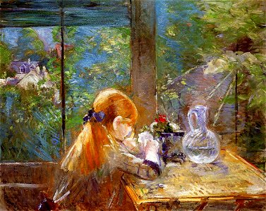 Berthe Morisot --- Red haired girl sitting on a veranda -