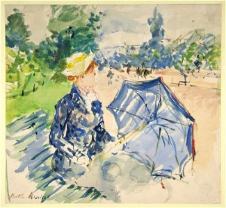 Berthe Morisot, A Woman Seated at a Bench on the Avenue du Bois