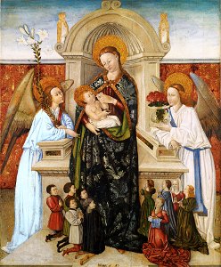 Berthomeu Baró - Virgin and Child, Angels and Family of Donors - Google Art Project. Free illustration for personal and commercial use.