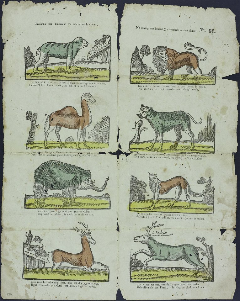 Beschouw hier, kinderen! een achttal wilde dieren-Catchpenny print-Borms 0951