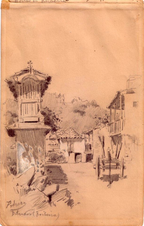 Betanzos, drawing by Mariano Pedrero, pencil