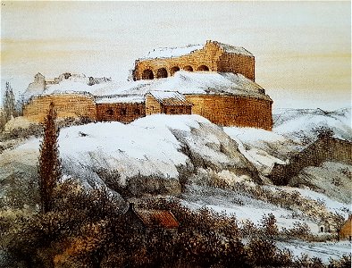 Besneeuwd Fort St-Pieter (A Schaepkens, 1857)