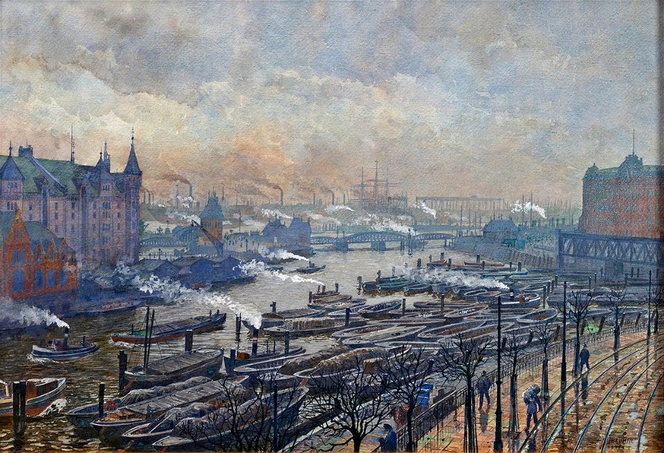 Adolph Beuhne Blick auf den Hafen - Hamburg