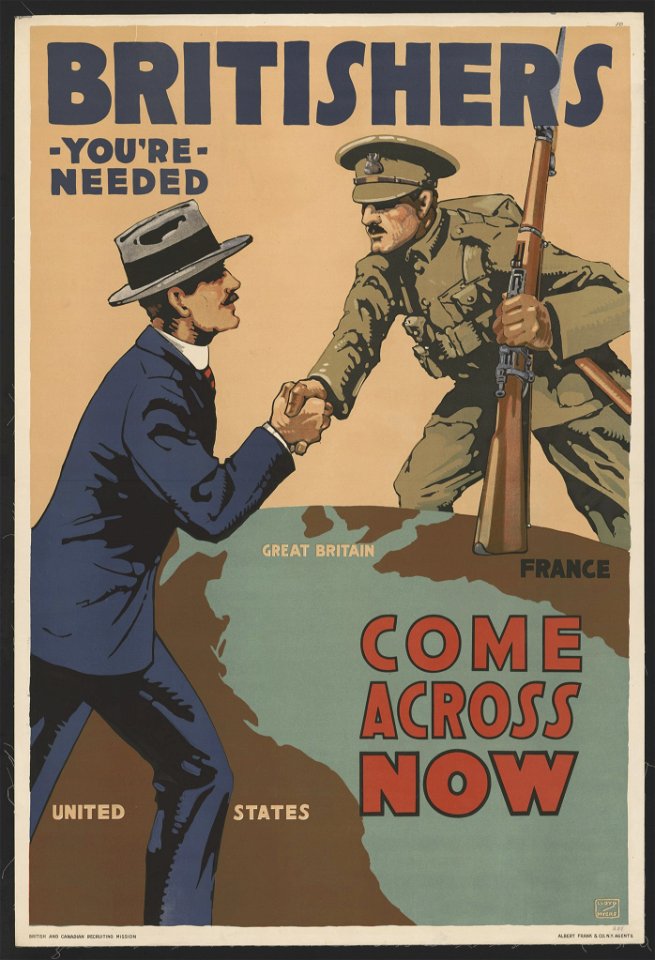 Britishers, you're needed-Come across now - Lloyd Myers. LCCN2001700113