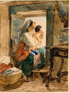 Italian woman with child at window (1831)