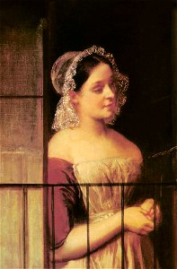 Brocky, Karoly - Woman Standing at a Window (ca 1850)