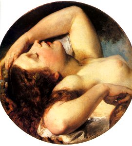 Brocky Karoly - Sleeping Bacchante, 1850. Free illustration for personal and commercial use.