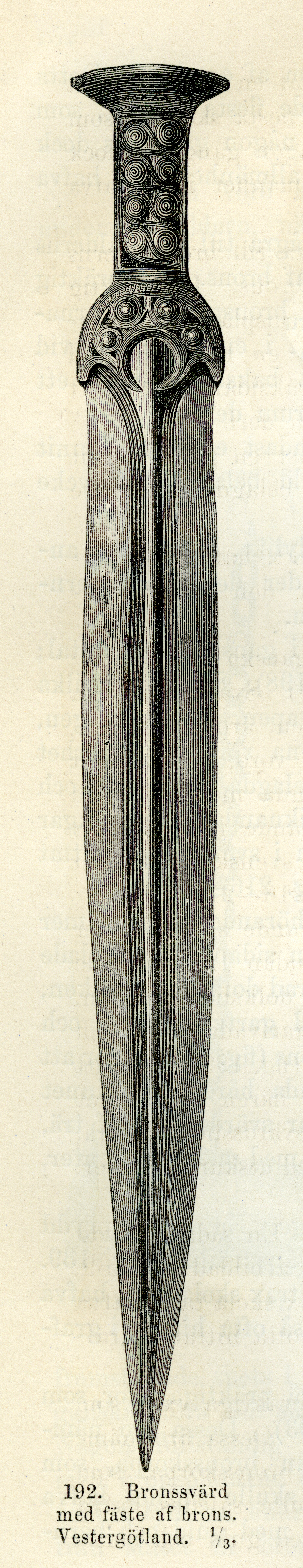 Bronssvärd fr Segerstad sn, Västergötland (Montelius 1877 s134 fig192)